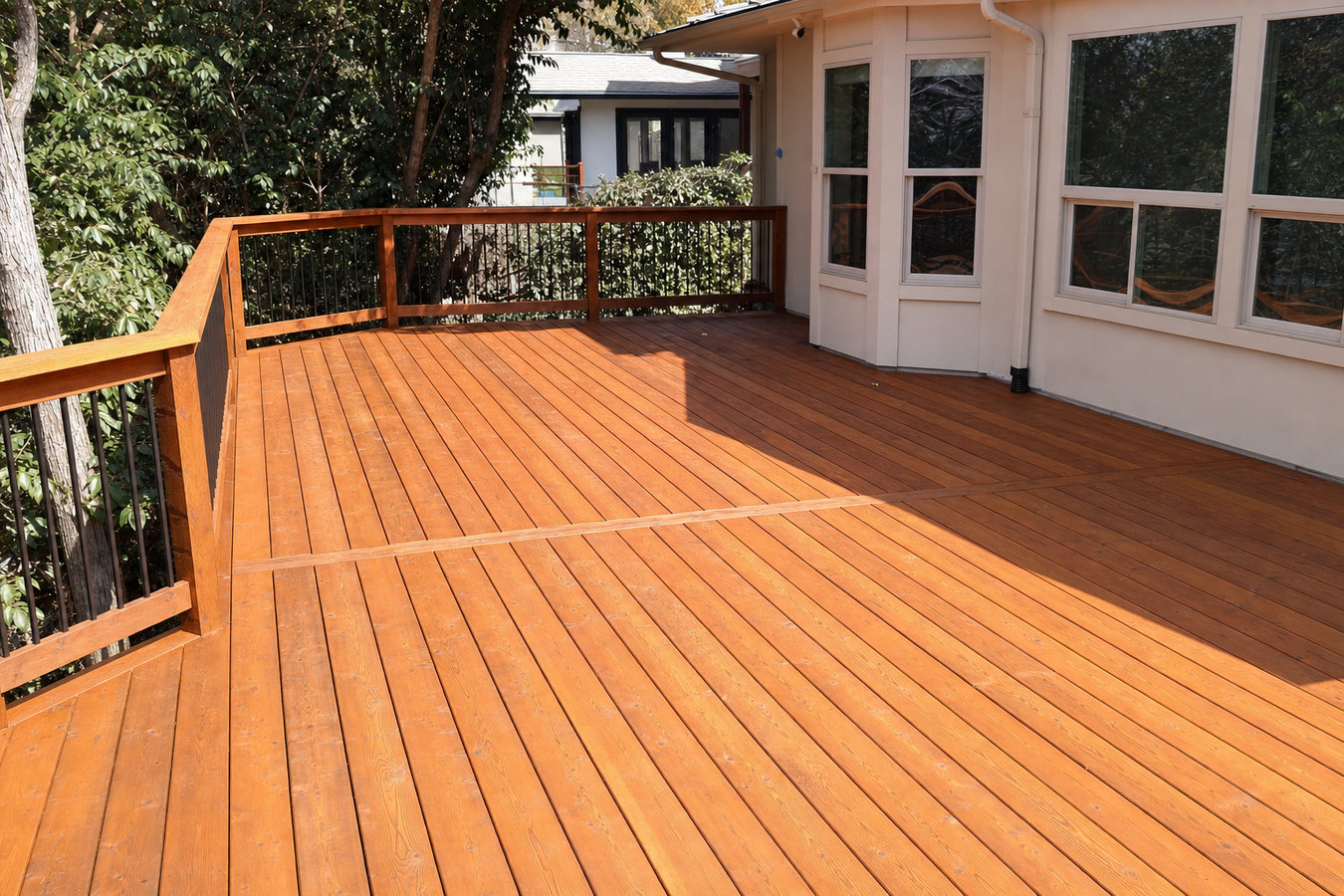 Cedar wood deck construction
