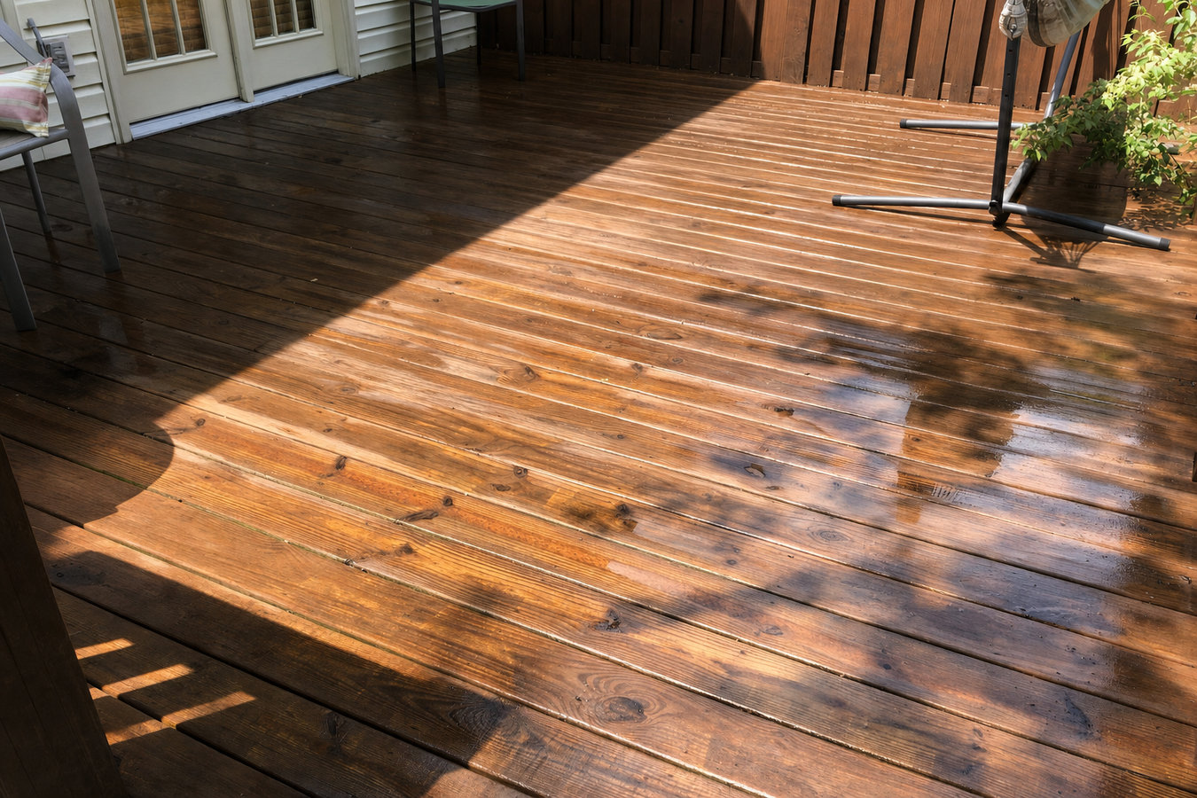 Deck staining and sealing
